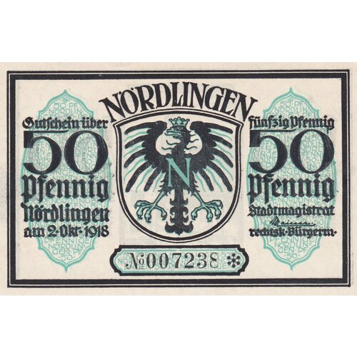 Германия (Германская Империя) Нёрдлинген 50 пфеннигов 1918 г. (№3) германия германская империя гиссен 50 пфеннигов 1918 г 3