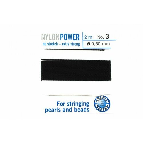 Нить для жемчуга и бисера Griffin с иглой диаметр 05мм длина 2м цвет черный 1030-131 1шт 328₽