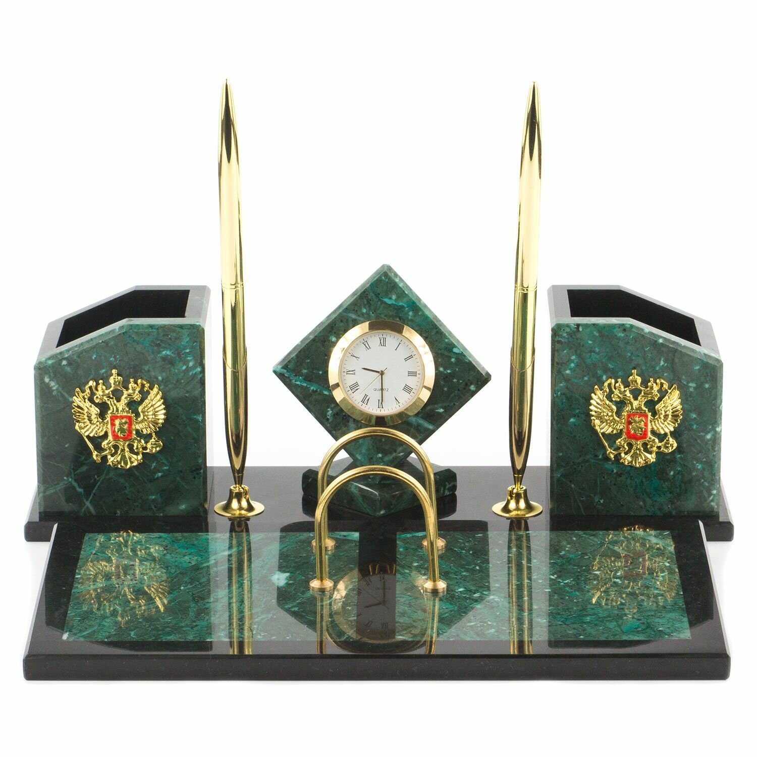 Настольный набор "Куб" камень змеевик 120102