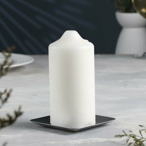 SUI Подсвечник Тарелка квадратная металл на одну свечу 10х11 см серебро 432₽