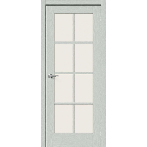 Межкомнатная дверь экошпон Прима-11.1 Grey Wood со стеклом Magic Fog