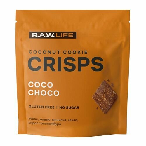 Raw Life Печенье "Crisps Кокос-Шоколад", 75гр