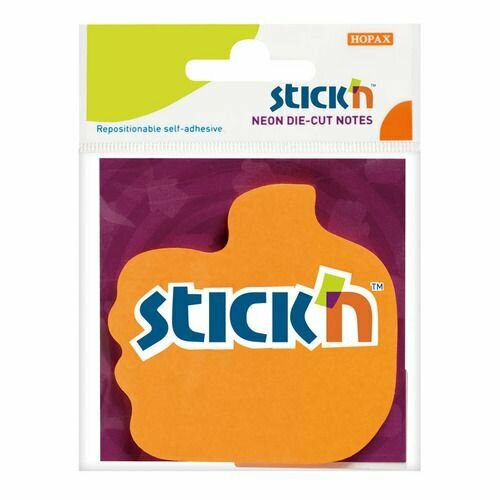 Блок самоклеящийся бумажный STICK`N 21178, 70x70, 50 л, неон, оранжевый, вырубной