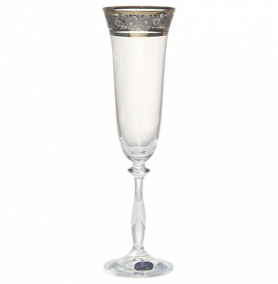 фото Бокал для шампанского 190 мл 1 шт Crystalex CZ s.r.o. "Анжела /Цветочный узор на платине" / 114459