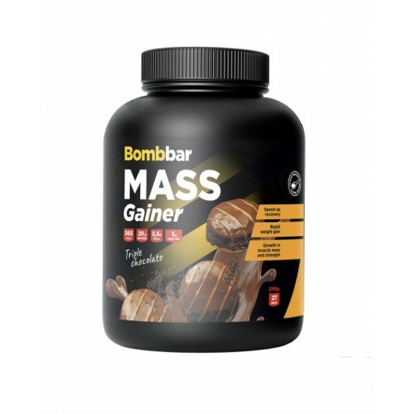 Bombbar Mass GAINER 2700 gr, 27 порции(й), тройной шоколад