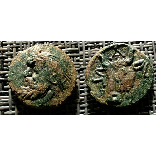 Перисад II, 283-245 гг до н. э. Лепта Голова Сатира / Голова быка. Монета Боспорского царства /