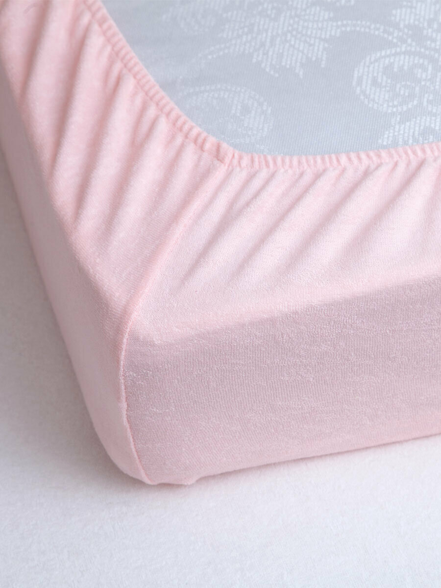 Простыня на резинке Хлопковый Край  140 200 25  махра 160 гр  Роза