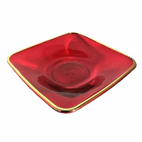 Набор 6 блюдец квадратные бордозолото 1274₽
