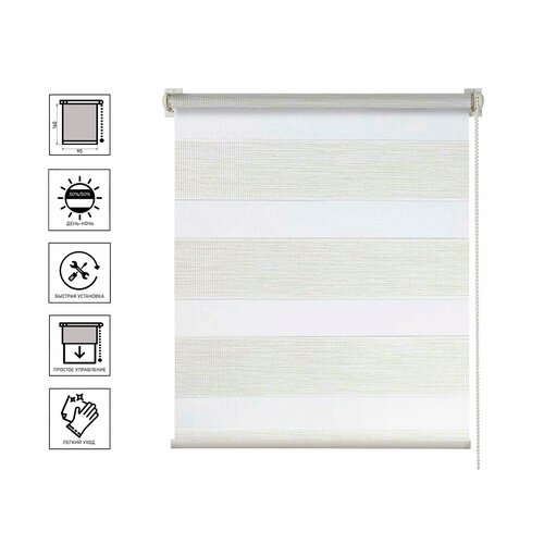 Штора рулонная День-Ночь Вудэн 90х160 см, белый