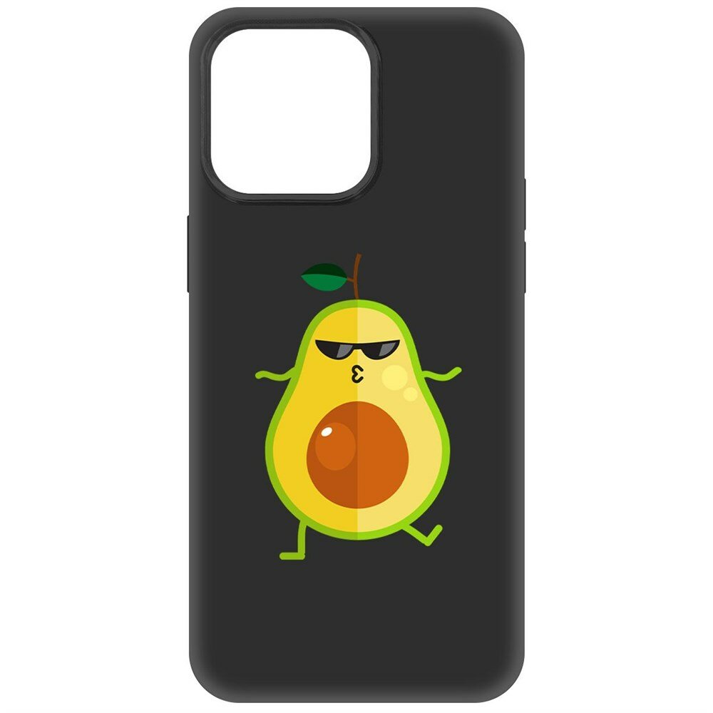 Чехол-накладка Krutoff Soft Case Авокадо Стильный для iPhone 15 Pro Max черный