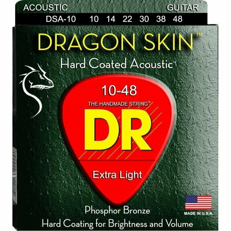 Струны для акустической гитары DR DSA-10 (10-48) Dragon Skin