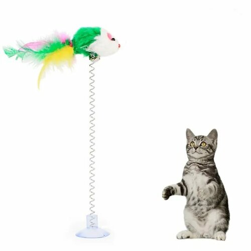 имитация птицы кошки игрушка перо птица с колокольчиком котенок палочка игрушка сменные головки смешной кот тизер Пластиковая игрушка на пружине для кошек с колокольчиком