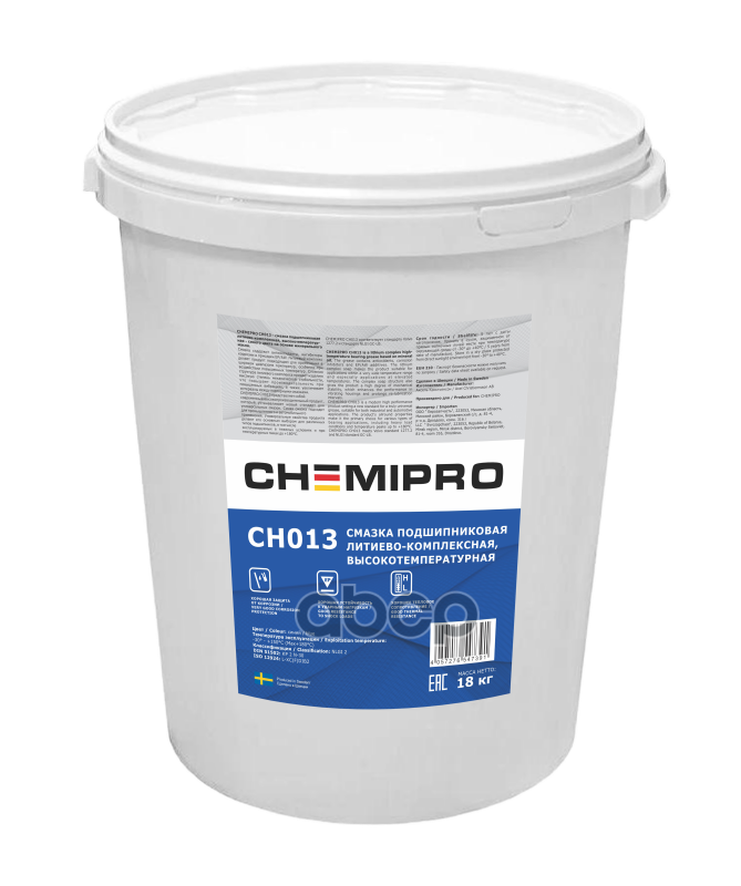 Ch013_chemipro Grease, Смазка Подшипниковая! 18 Kg, (Синяя) Литиевая -30-+150°С Nlgi 2 CHEMIPRO арт. CH013