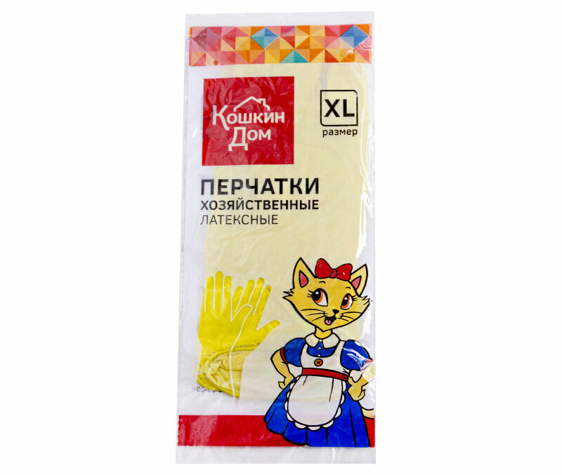 Перчатки латексные желтые XL кошкин ДОМ /1/12/240/ 30-05-004