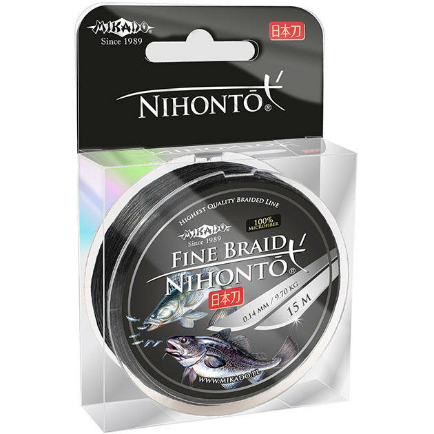 Плетеный шнур Mikado NIHONTO FINE BRAID 014 black (15 м) - 9.70 кг.