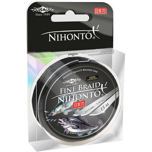 фото Плетеный шнур Mikado NIHONTO FINE BRAID 0,14 black (15 м) - 9.70 кг.