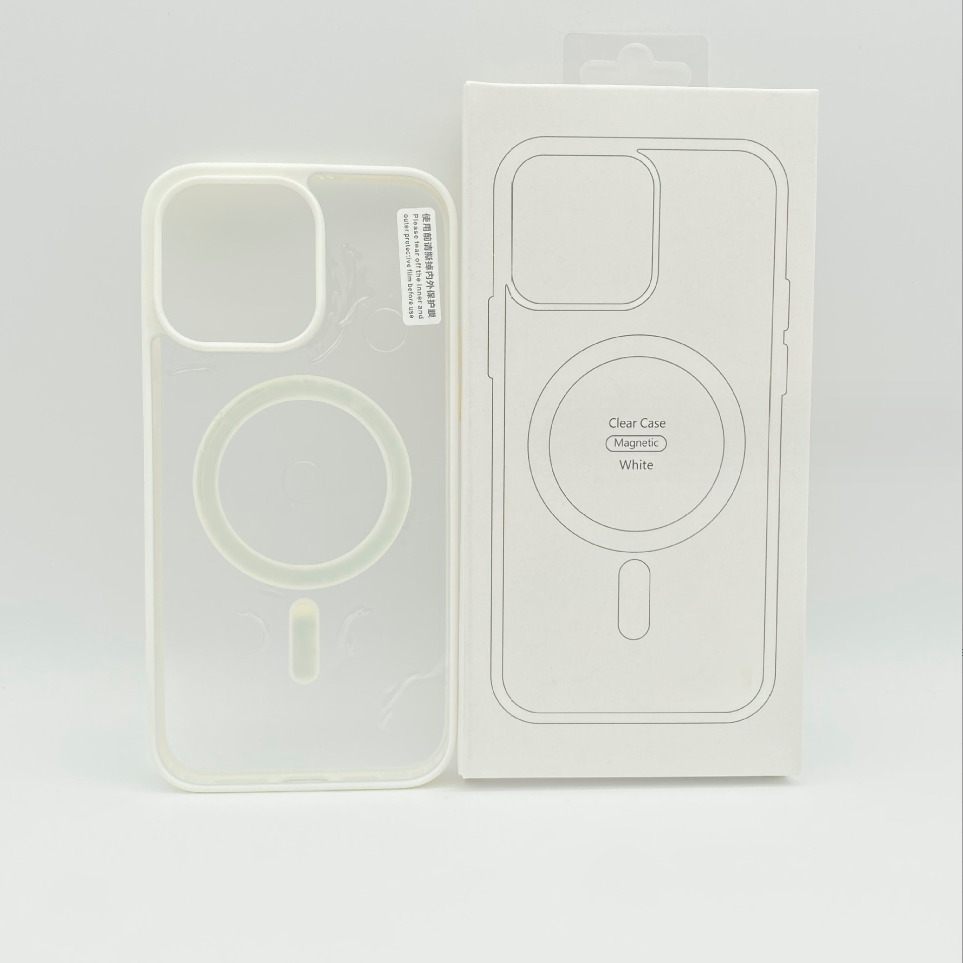 Силиконовый прозрачный чехол с MagSafe для Iphone 15 pro max / Айфон 15 про макс (White/Белый)