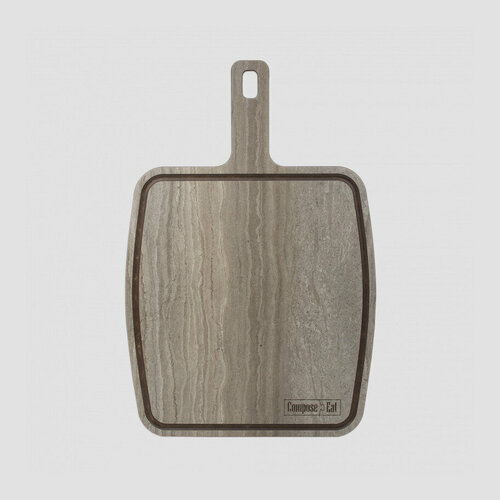 Доска разделочная композитная с ручкой, с желобом, 36х25 см, травертин капучино DRRJ36250406KL6 Fashion