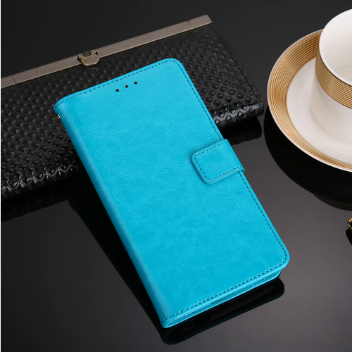 Чехол-книжка MyPads Porta Biglietti из импортной эко-кожи с подставкой застёжкой и визитницей для Huawei Honor 10X Lite голубой