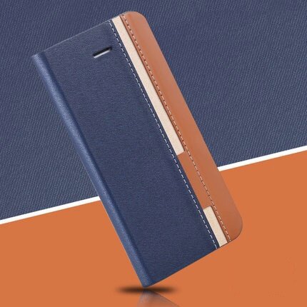 Чехол-книжка MyPads из кожи на жёсткой металлической основе с подставкой и визитницей для Tecno Spark 10 Pro цвет сине-коричневый