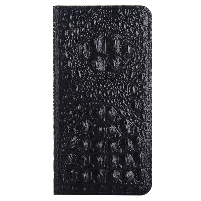 Чехол-книжка MyPads для Sony Xperia 1 III (1-3) из натуральной кожи с объёмным 3D рельефом спинки кожи крокодила черный