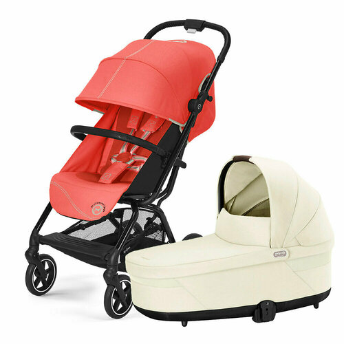 Коляска 2в1 Cybex Eezy S Plus 2, цвет Hibiscus Red / Seashell Beige