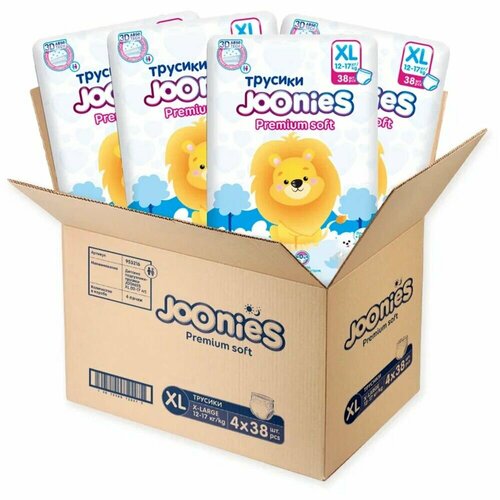 Joonies Трусики Premium Soft, XL (12-17 кг.), 38 шт, 4 упаковки