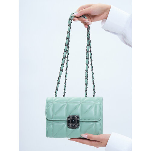 фото Сумка кросс-боди vialani, фактура стеганая, бирюзовый