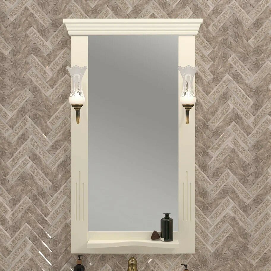 фото Opadiris Зеркало Opadiris Риспекто 55, слоновая кость, с полкой