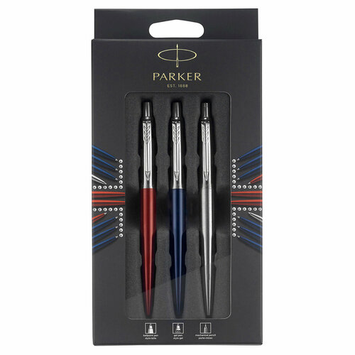 фото Набор parker "jotter london trio": шариковая ручка + гелевая ручка + механический карандаш, подарочная упаковка, европодвес