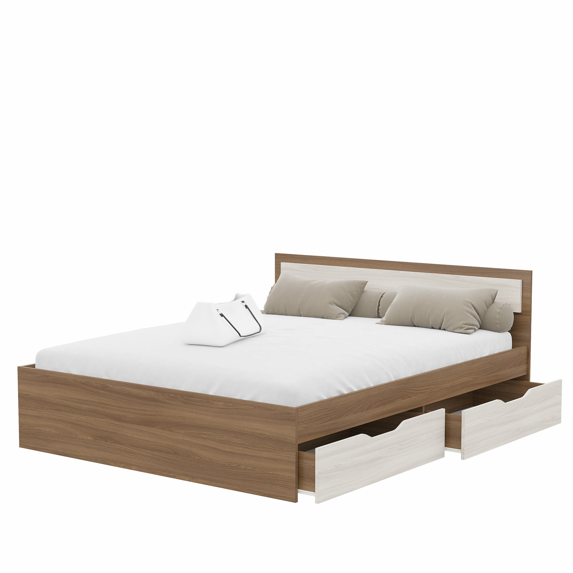 фото Кровать СтендМебель гармония КР 604 с ящиками Шимо Темный/Шимо Светлый