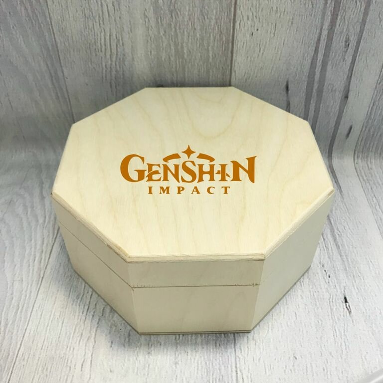 Шкатулка с гравировкой Genshin Impact, Геншин Импакт №1, 12 см