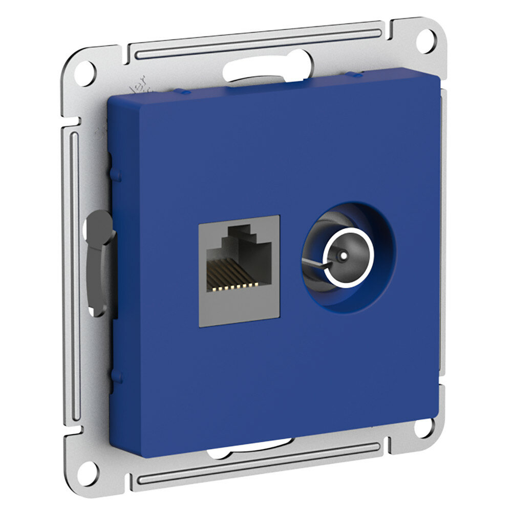 Розетка 1 СП TV+комп. RJ45 кат.5е механизм SE AtlasDesign аквамарин