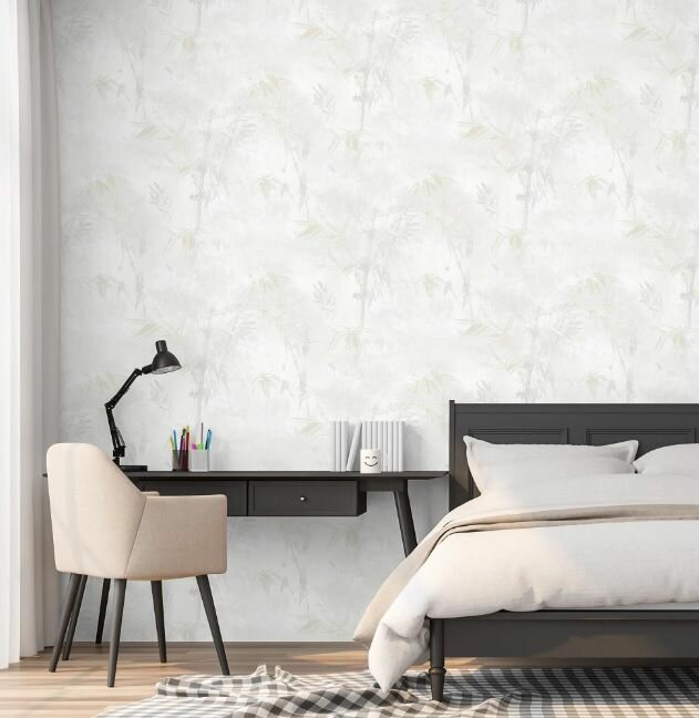 Обои флизелиновые Ateliero Bamboo белые 1.06 м At281381 - фото №11