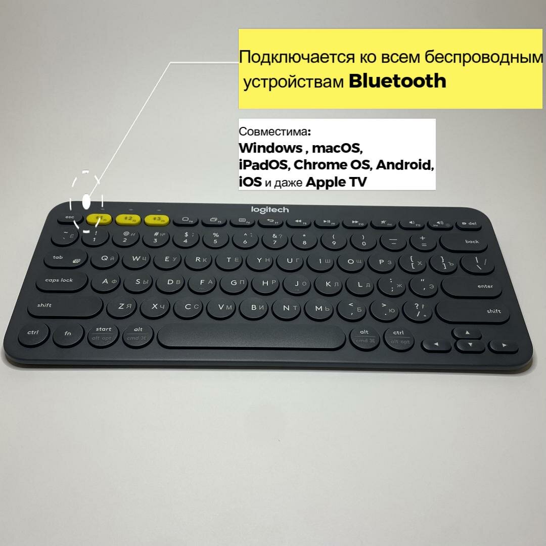 Клавиатура LOGITECH K380 Multi-Device, USB, черный [920-009589] - фото №4