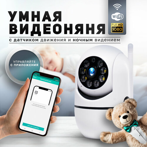 Видеоняня беспроводная wifi, радионяня, камера видеонаблюдения, беспроводная IP камера с датчиком движения и звука, русская версия