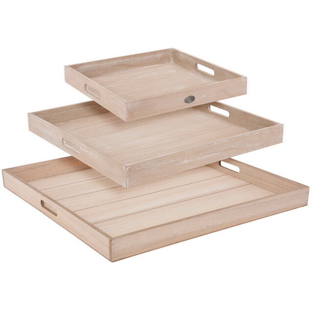 фото Koopman Набор деревянных подносов Alfgund 34-58 см, 3 шт, бежевый HZ1930680