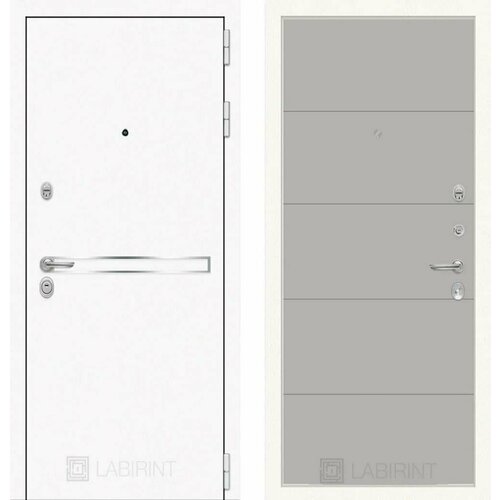 Входная дверь Labirint Лайн WHITE 13 Грей софт 960x2050, открывание левое