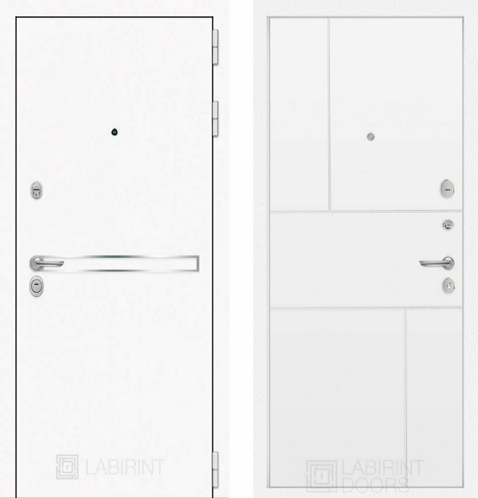 Входная дверь Labirint Лайн WHITE 21 "Белый софт" 960x2050, открывание левое