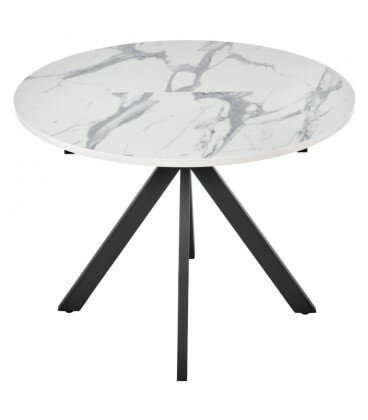 фото Стол Rudolf круглый раскладной, Белый мрамор, чёрный