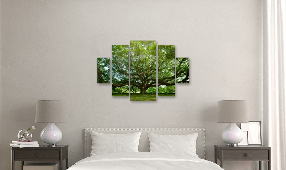 Модульная картина на стекле | Diva Kartina | Природа. Пышная крона зеленого дерева | 100X70 см