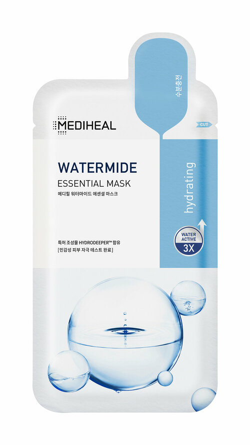 MEDIHEAL Маска для лица тканевая Watermide Essential Mask увлажняющая, 24 мл