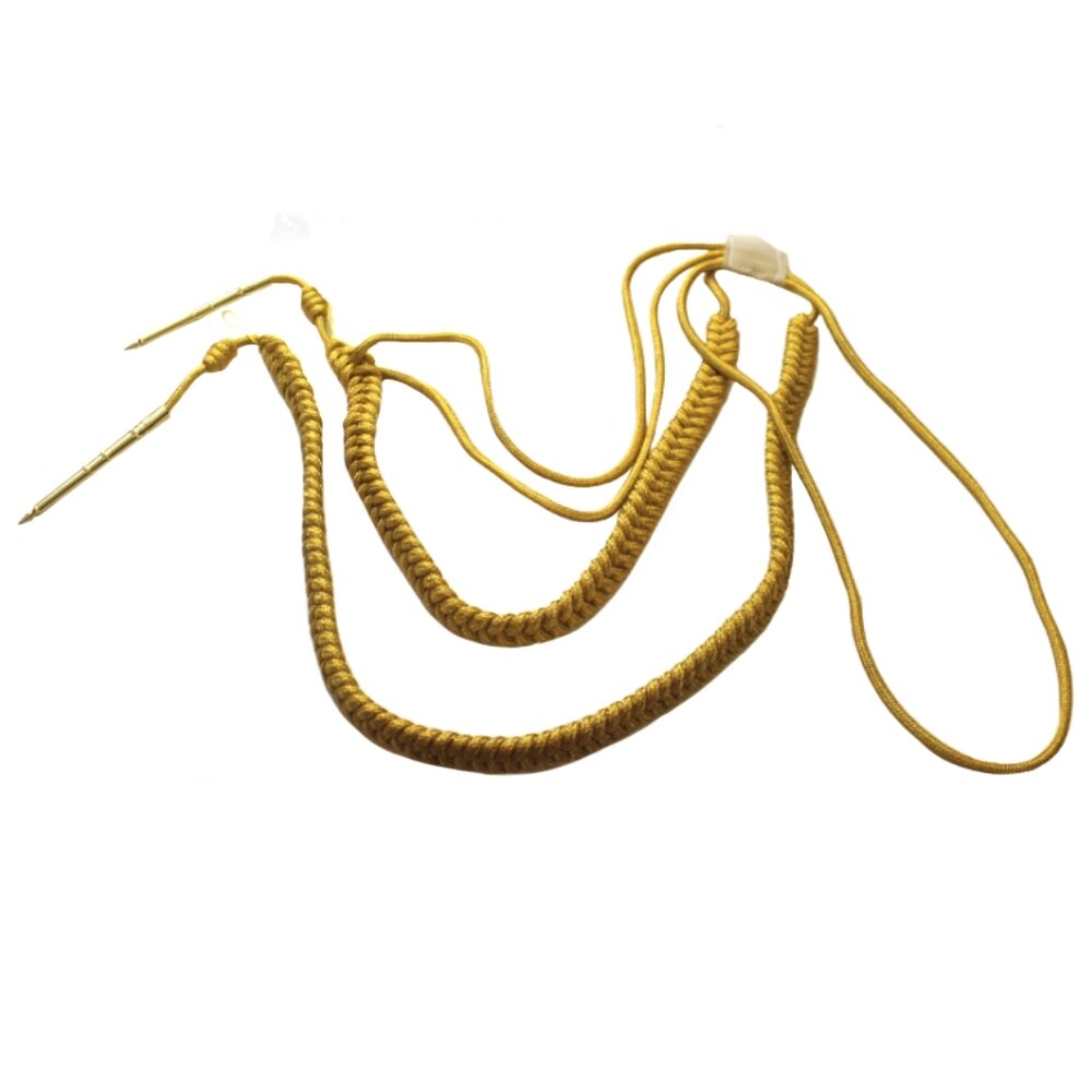 Аксельбант Генеральский золотой с 2 косами и петлей 70 см