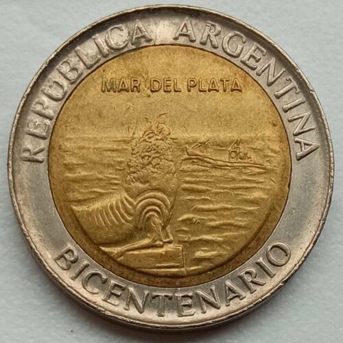Аргентина 1 песо 2010. 200 лет Аргентине - Мар-дель-Плата аргентина 1 песо 2010 200 лет аргентине набор 5 монет xf