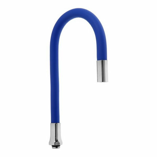 фото Излив для смесителя 3/4", гибкий, силикон, нерж. сталь, 50 см, сетка пластик, синий