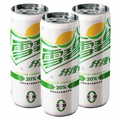 Газированный напиток Sprite Fiber со вкусом лимона и лайма (0 калорий) (Китай), 330 мл (3 шт)