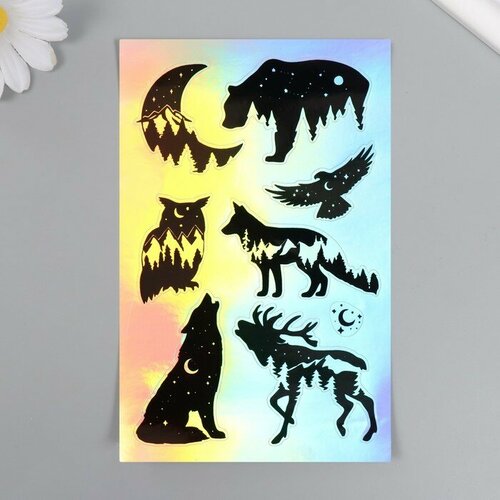 Голографические наклейки стикеры Дикие животные 10х15 см 5-205 417₽