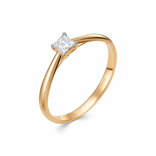 фото Кольцо помолвочное vesna jewelry, красное золото, 585 проба, родирование, бриллиант, размер 16.5, бесцветный