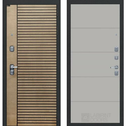 Входная дверь Labirint RITM 13 Грей Софт (Серый светлый) 880x2050, открывание левое входная дверь labirint classic шагрень черная 13 грей софт серый светлый 880x2050 открывание левое