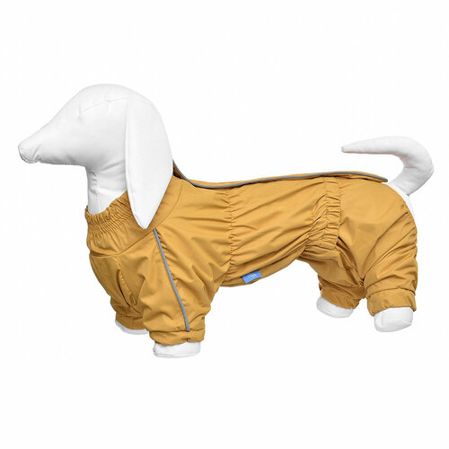 Дождевик Yami-Yami одежда для собак, горчичный, на гладкой подкладке, Такса, спинка 45 см